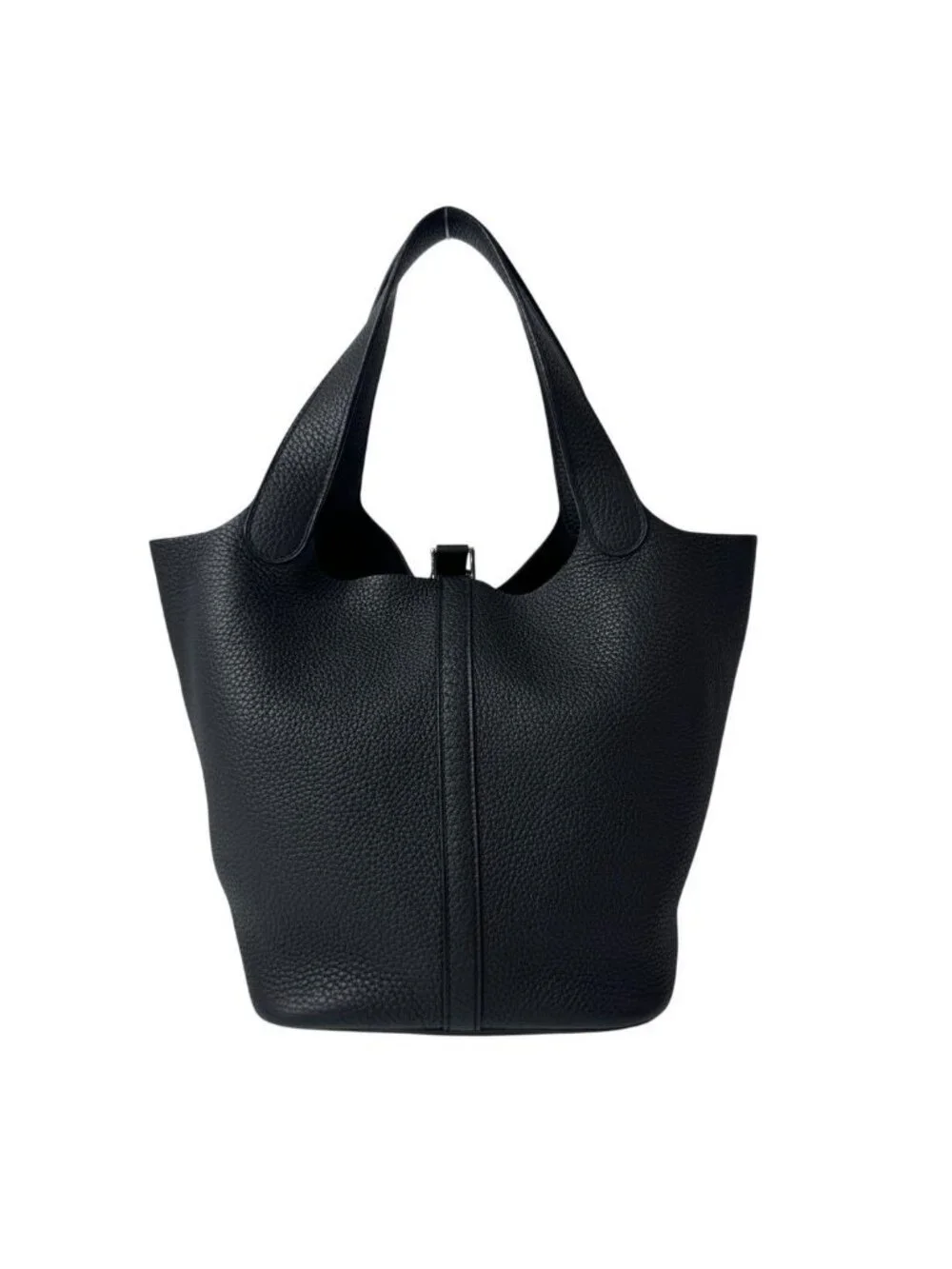 Hermes Picotin Lock MM Noir Black Taurillon Clemence Handbag
